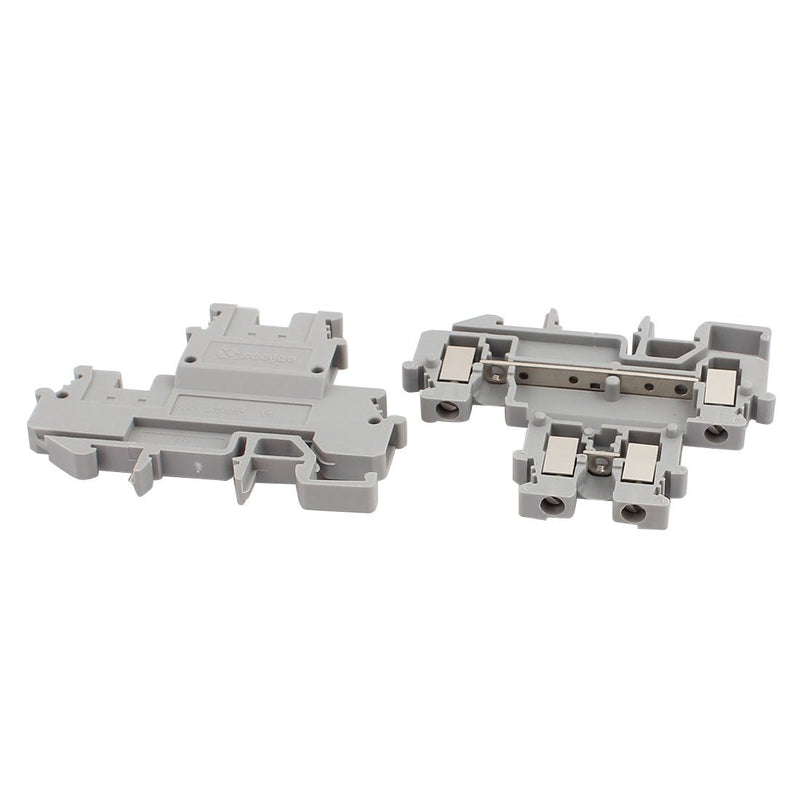 uxcell 10Pcs MBKKB2.5 DIN Rail Mount Double-Level Terminal Block 500V 2.5mm2 Cable Gray