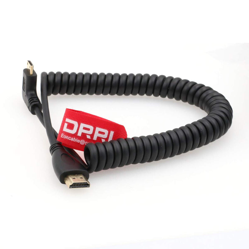 DRRI Right Angle Mini HDMI to HDMI Spring Cable 1080P for Sony CX7 / Sony SR7E, Atomos Shogun Monitor,HDTVs