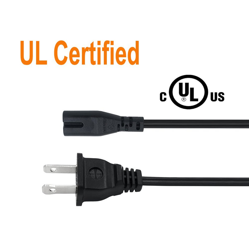 POWSEED [UL Listed] 6Ft 2-Prong AC Wall Power Cable 2 Slot Cord for HP Dell Samsung Sony Asus Acer Toshiba Laptop Charger LED LCD Monitor TV Epson Lexmark Printer Ps2 Ps3 Slim Ps4 DVD Players