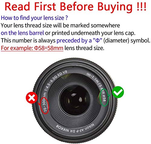 58mm Lens Cap Cover with Keeper for AF-P NIKKOR 70-300mm f/4.5-6.3G ED Lens for Nikon D7200 D5600 D5500 D5300 D3500 D3400 D3300 Camera,ULBTER Center Pinch Lens Cap & Lens Cover Leash-2 Pack