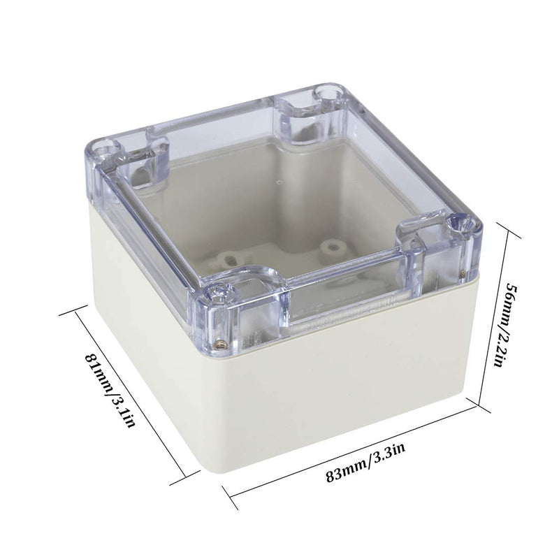 [AUSTRALIA] - Awclub ABS Plastic Junction Box, Dustproof Waterproof IP65 Electrical Box - Universal Project Enclosure Grey, with PC Transparent/Clear Cover 3.3"x3.2"x2.2"(83mm x 81mm x 56mm) 3.3"x3.2"x2.2" 