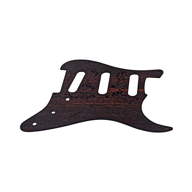 Alnicov SSS Wooden Guitar Pickguard Rosewood with Decorative Flower Pattern for Fender ST Electric Guitars