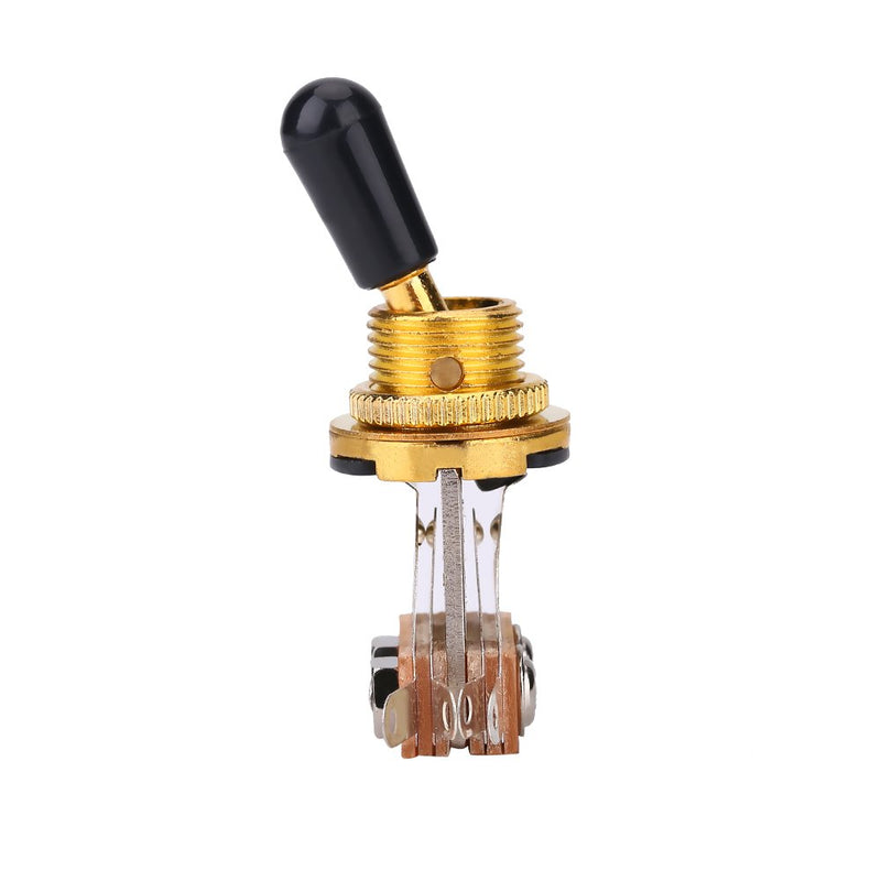 Guitar 3 Way Toggle Switch, Metal Pickup Selector Toggle Switch with Brass Tip Knob for LP Style Electric Guitar (Gold) Gold