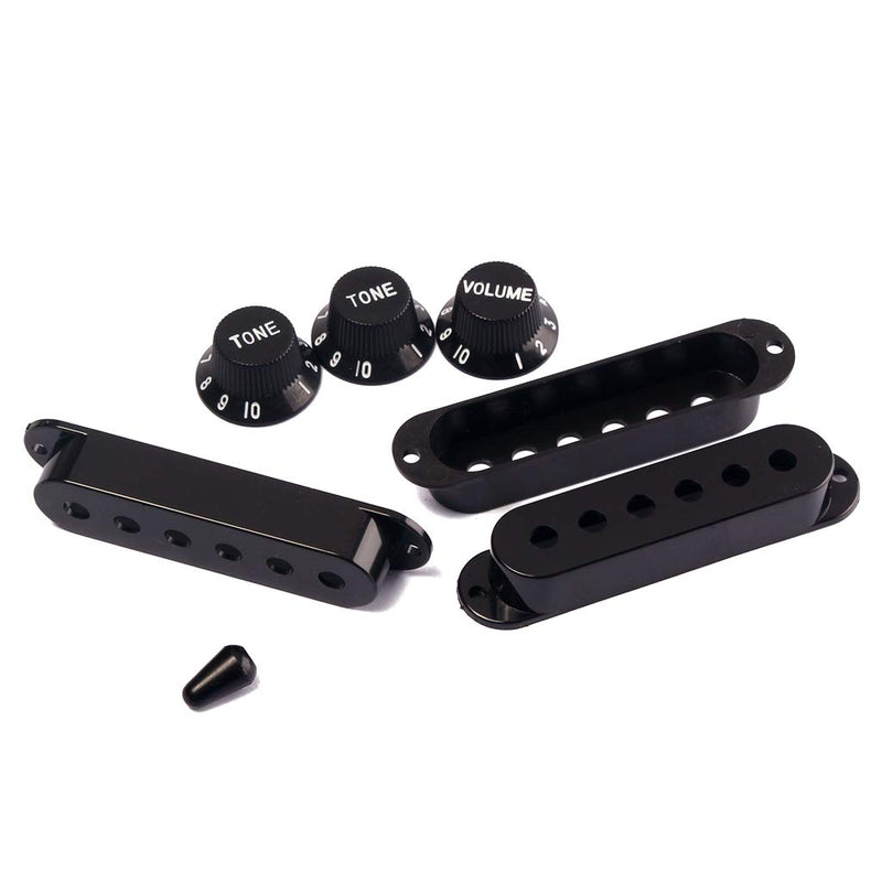 Alnicov 48/50/52mm Pickup Covers with 5 Way Switch Tip Cap for Strat Guitar Replacement, Black