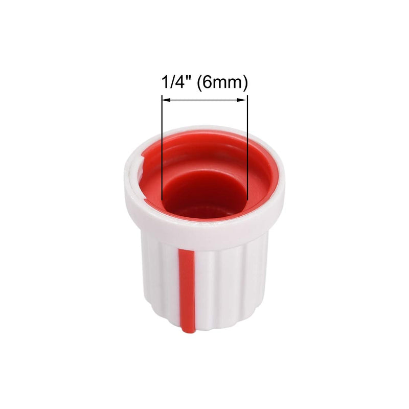 uxcell 10Pcs 6mm Shaft Hole Knob for Speaker Effect Pedal Amplifier White Potentiometer Knob Red Mark