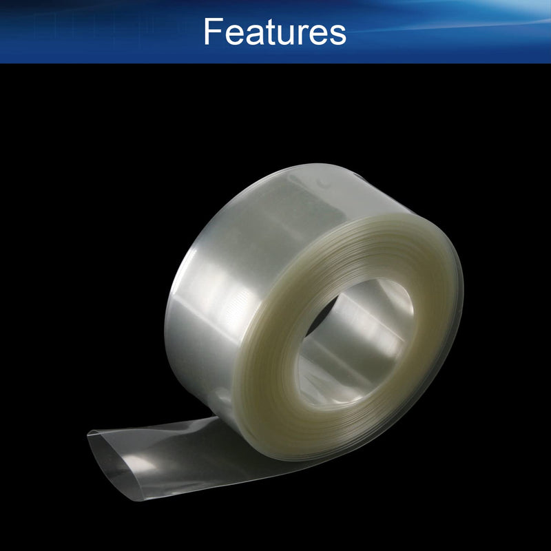 Bettomshin 1Pcs Clear PVC Heat Shrink Tubing 39.37 Ft Length 1.18 Inch Flat for 1x18650 Battery