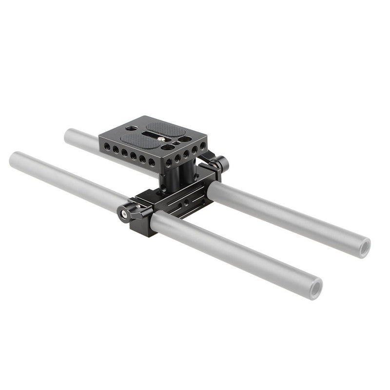 CAMVATE DSLR Baseplate Mount with Railblock Height Riser for 15mm Rail Rod Support System