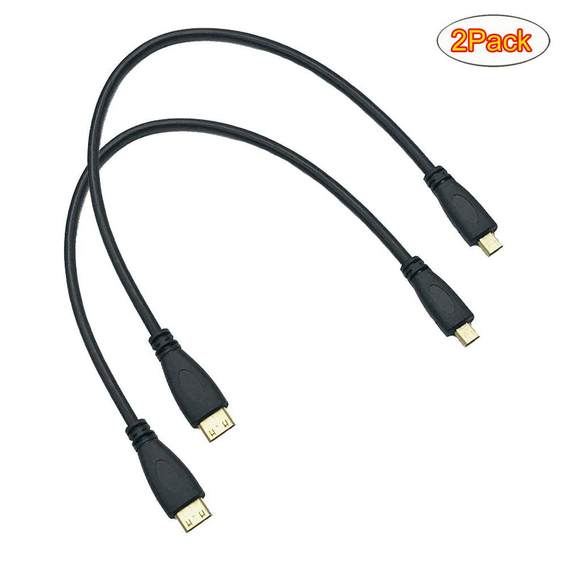 Seadream 2Pack 1Feet Micro HDMI Type D Male to Mini HDMI Type C Male Connector Adapter Cable Cord (1Feet 2Pack) 1Feet 2Pack