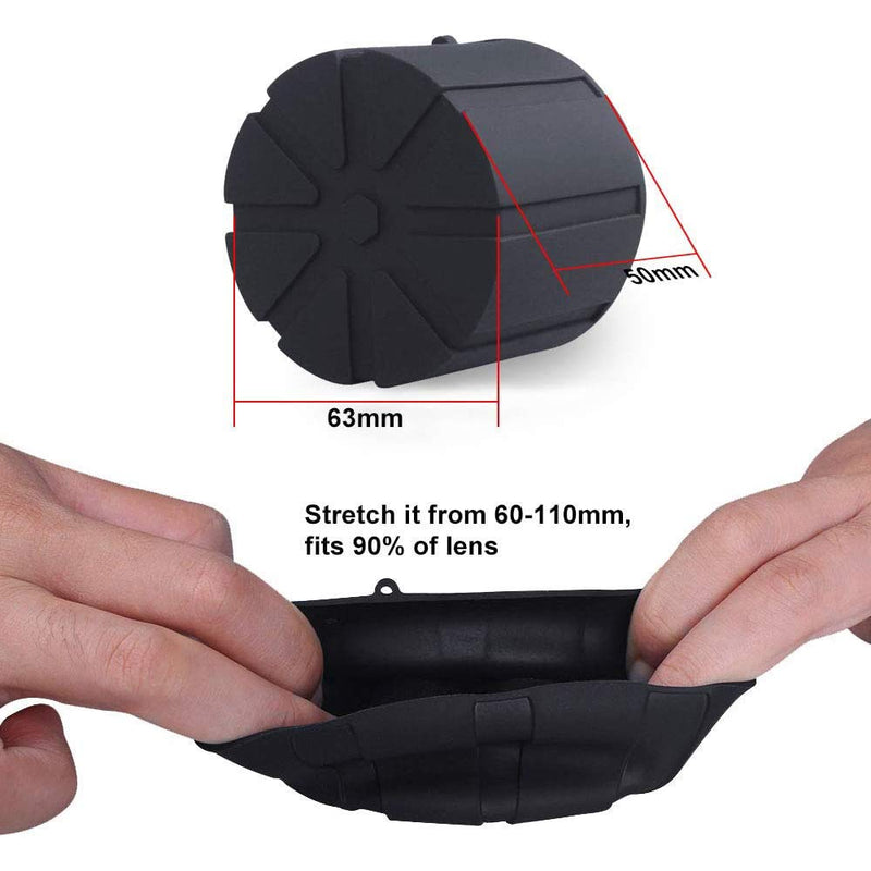 Skywin Silicone Lense Cover with Rope - for 60mm-110mm DSLR Lenses Camera Lens Cap with Anti-Lost Rope - Waterproof Universal Lens Cap Protects Lens from Dust and Scratches (2 Pack) 2 Pack