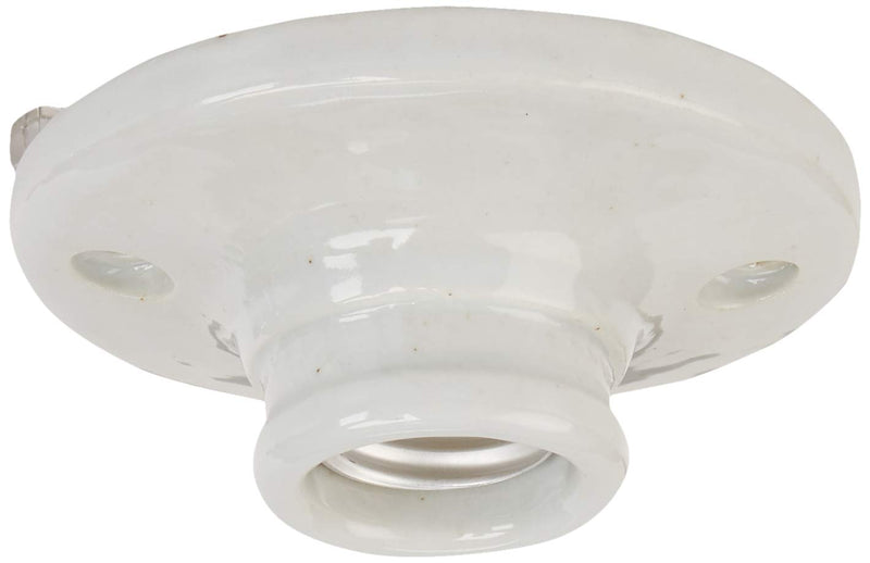 Leviton 9874 Porcelain Outlet Box Mount, Incandescent Ceiling Lampholder, Keyless, White, 3-3/4"