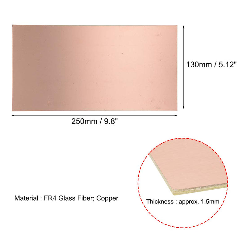 uxcell Single-Sided Copper Clad Laminate PCB Circuit Board, FR4 250x130mm 9.84x5.12 inch, 1.5mm Thickness DIY Prototyping PCB Board, Name Board