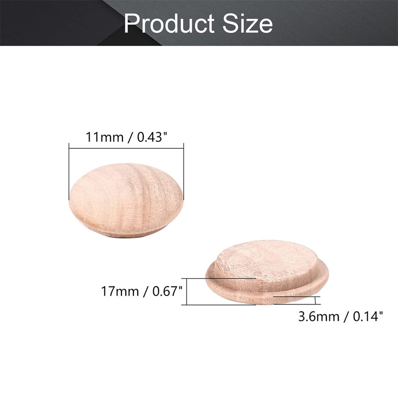 MroMax 100Pcs Round Wood Button Plugs 0.98" Dia Cherry Hardwood Furniture Buttons Caps 25mm Wooden Screw Covers for Screw Holes Craft Furniture Decoration Woodworking