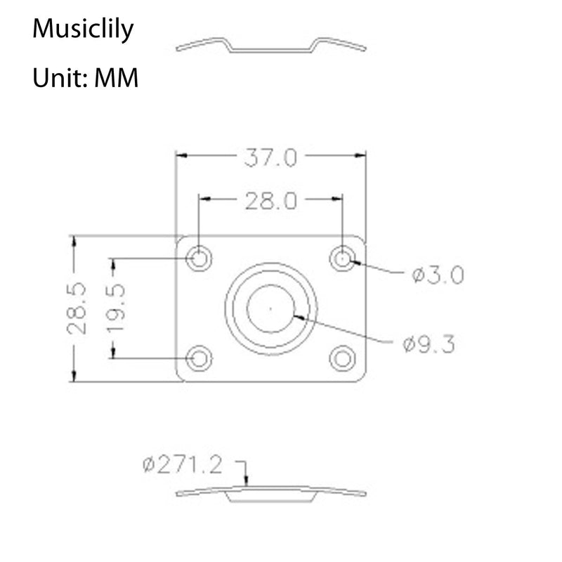 Musiclily 6.35mm Rectangle Guitar Loaded Jack Socket Plate for Les Paul Tele Electric Guitar, Chrome