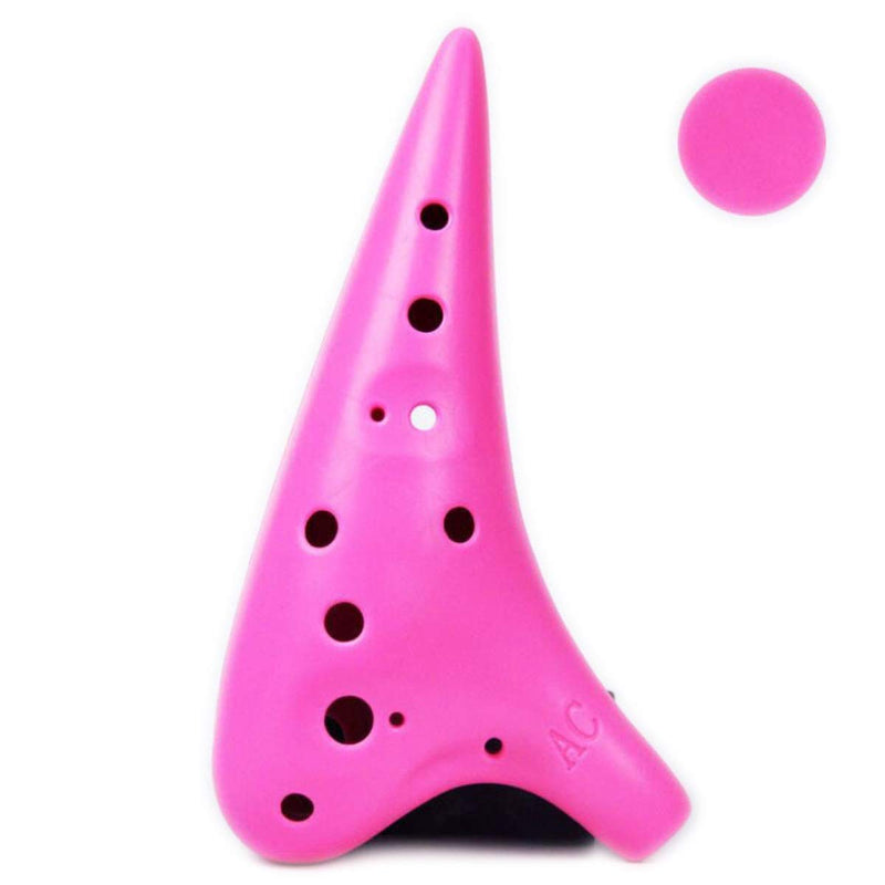 MEW Plastic Ocarina Alto C, 12 Hole Ocarina Easy Instrument for Children, Beginners, Great Music Instrument Gift Travel Companion (Pink) Pink
