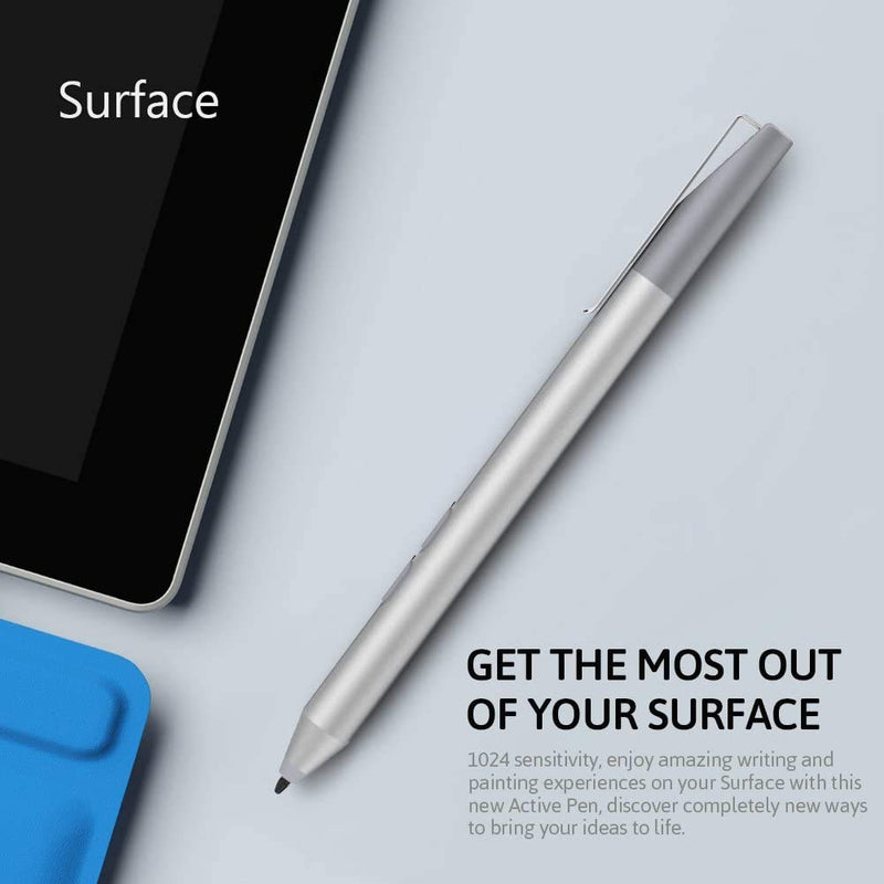 tesha Surface Pen for Microsoft Surface Pro 7 Pro 6 Surface Laptop 3 Surface Book 2 Laptop 2 Surface Go Studio 2 Pro 5 Pro 4 Pro 3 X Slim 1024 Pressure Points with Eraser Mouse Button Platinum