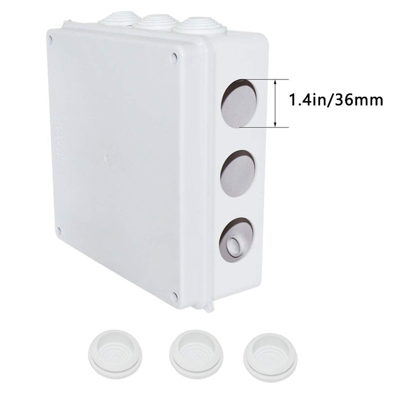 LuSumtly Junction box Dustproof Waterproof IP65 ABS Plastic Electrical Boxes, Indoor & Outdoor Electrical Power Cord Enclosure Universal Project Box DIY Case White 7.9 x 7.9 x 3.1 inch (200x200x80mm) 7.9" x 7.9" x 3.1"