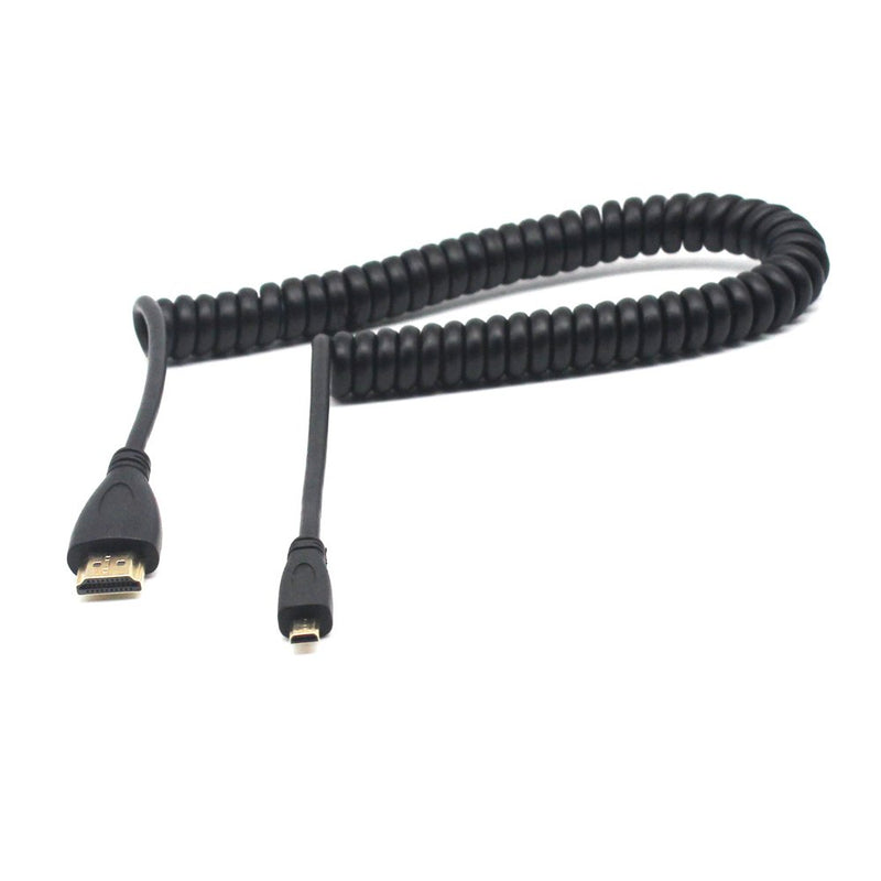 Riipoo Coiled Micro HDMI to HDMI Cable, 2M 6.5ft Micro HDMI Adapter Cable for Gopro Hero, Atomos Ninja Star Recorder Camcorder