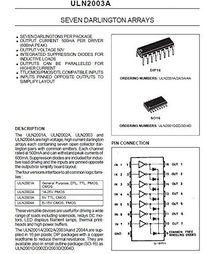 6 Pcs ULN2003 ULN2003A High-Voltage, High-Current Seven Darlington Driver Transistor Arrays