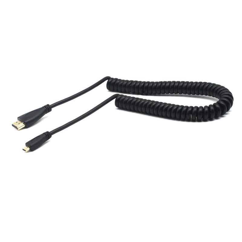 Riipoo Coiled Micro HDMI to HDMI Cable, 2M 6.5ft Micro HDMI Adapter Cable for Gopro Hero, Atomos Ninja Star Recorder Camcorder