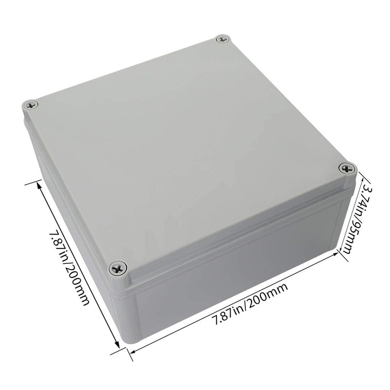LeMotech Waterproof Dustproof IP67 Junction Box DIY Case Enclosure Gray 7.9 x 7.9 x 3.7 inch (200 x 200 x 95 mm) 7.9" x 7.9" x 3.7" Size S&M