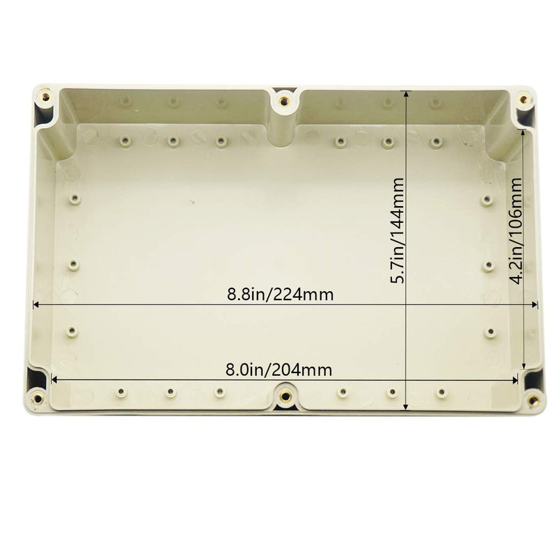 Zulkit Junction Box ABS Plastic Dustproof Waterproof IP65 Universal Electrical Boxes Project Enclosure Gray 9.1"x 5.9" x 3.4"(230 x 150 x 87 mm) 9.1"x 5.9" x 3.4"