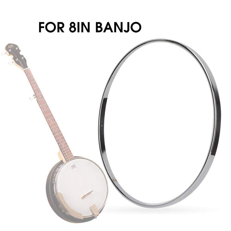 Banjo Hoop,8 Inch Steel Musical Instrument Tension Hoop Nickel-plated for Banjo Guitar Repair Replacement Parts,silver.