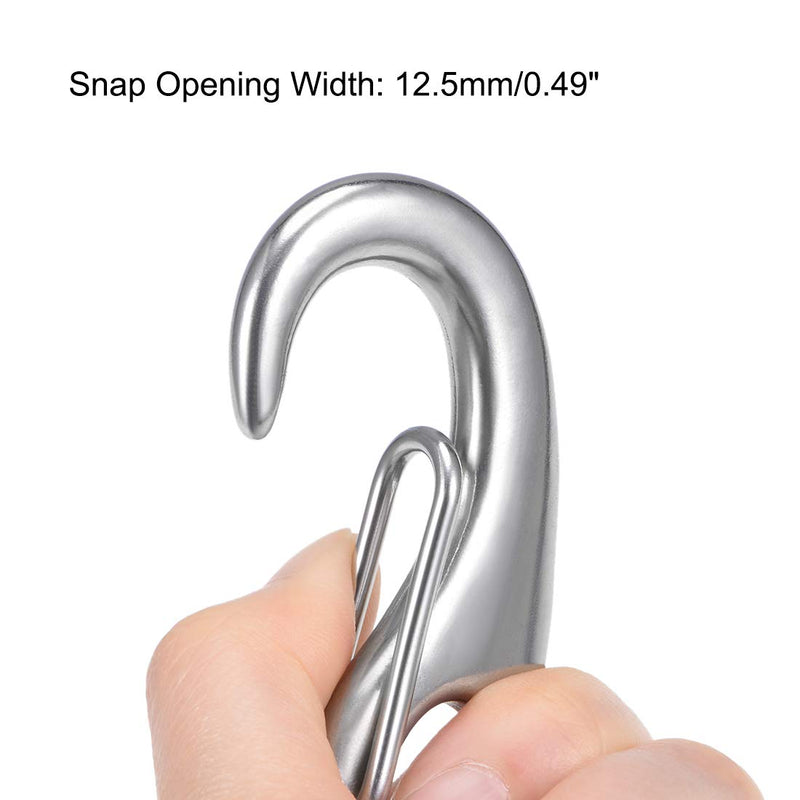 uxcell Spring Gate Snap Hook 70mm/2.75", 304 Stainless Steel, for DIY Crafts Keychains, Pack of 2