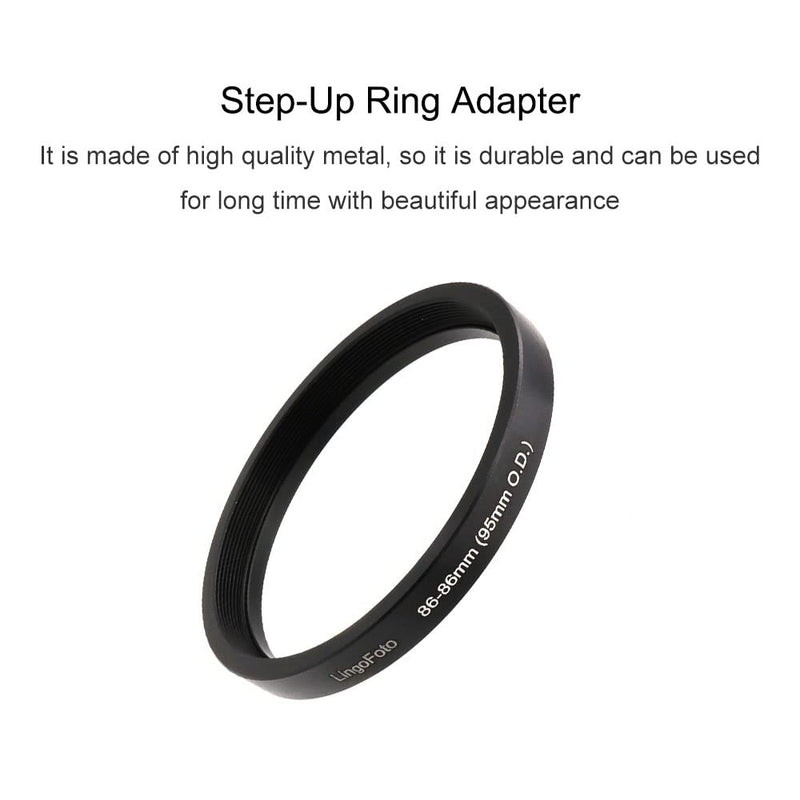 Matte Box Adapter Rings, Lens Adapter 46/49/52/55/58/62/67/72/77/82/86-86mm Step up Ring for 95mm OD Matte Box LingoFoto (86-86/95mm)