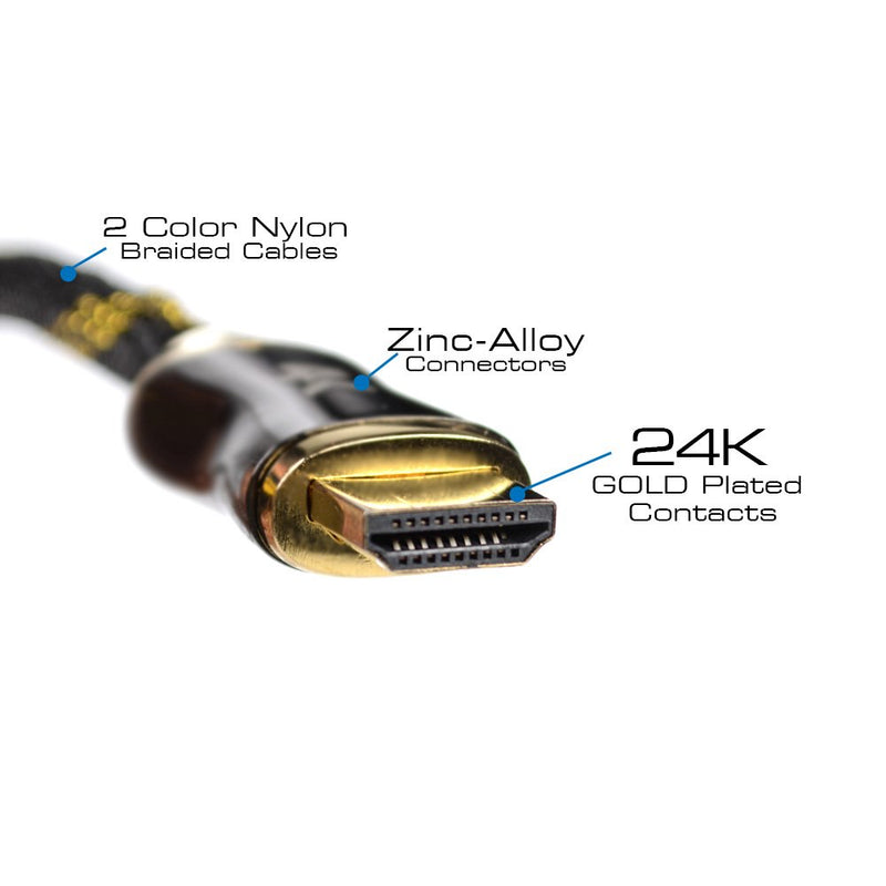 QualGear 6 Feet - 2 Pack HDMI Premium Certified 2.0 cable with 24K Gold Plated Contacts, Supports 4K Ultra HD, 3D, 18Gbps, Audio Return Channel, Ethernet (QG-PCBL-HD20-6FT-2PK), Black/Gold Black - 2 Pack