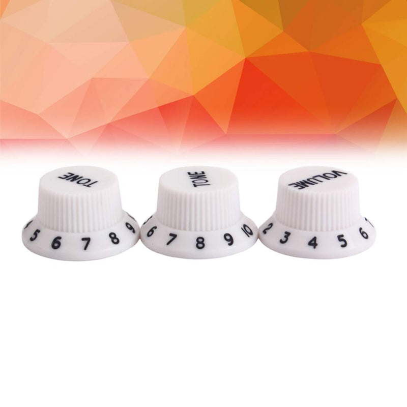 Artibetter 3PCS Guitar Knob Plastic Top Hat Guitar Volume Tone Control Knobs Amplifier Knobs for Strat Guitar White