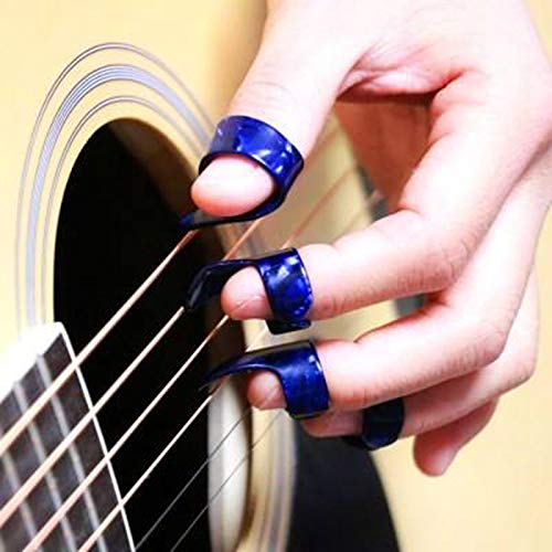 Set of 4 Medium Guitar Slides (Include 3 Colors Stainless Steel, 1 Pieces Glass), 5 Pieces Guitar Picks (Ramdon Color) and 4 Pieces Plastic Thumb & Finger Picks in Metal Box