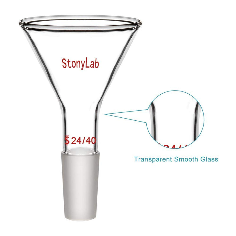 [AUSTRALIA] - StonyLab Glass Short Stem Powder Funnel with 75 mm Top Outer Dimension and 24/40 Inner Joint Filter Funnel Glass Funnel OD 75mm 