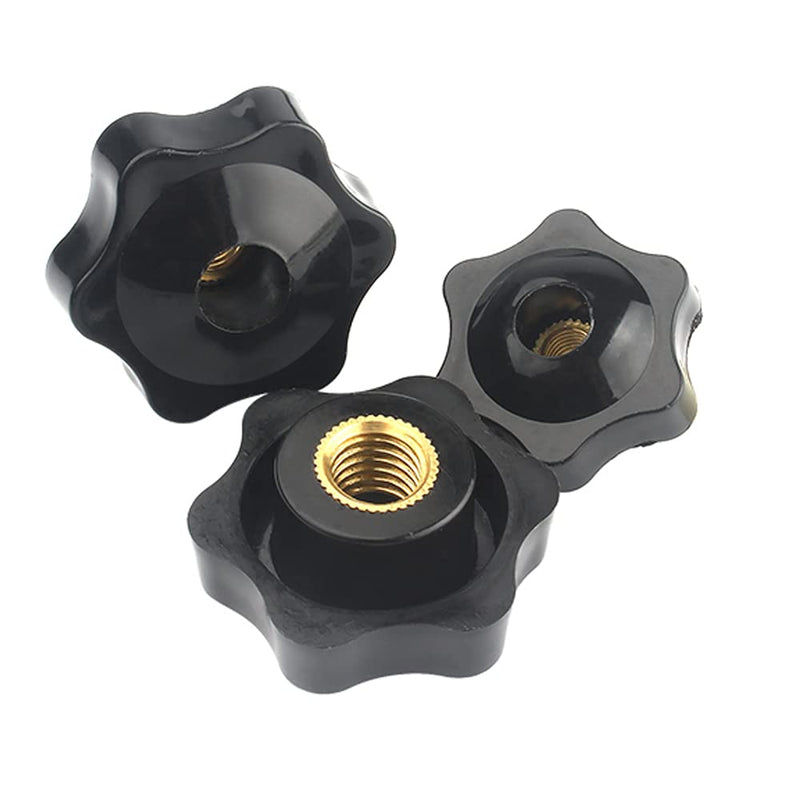 Oneyijun 10 Pcs M8 Head Diameter 32mm Black Plastic Star Shape Head Female Thread Clamping Knob Shape Hand Knobs Nuts Grip Through Hole Nut Handle Machine Tool M8x32mm(10Pcs)