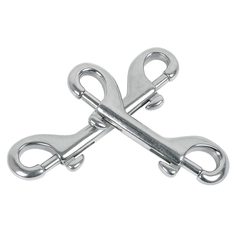Huture 5 Pack 3.5’’ Double Ended Bolt Snaps Hook Zinc Alloy Trigger Chain Metal Clips Key Holder for Water Bucket Pet Feed Bucket Agricultural Equine Home Dog Leash Garage Use, Nickel Plated, Silver