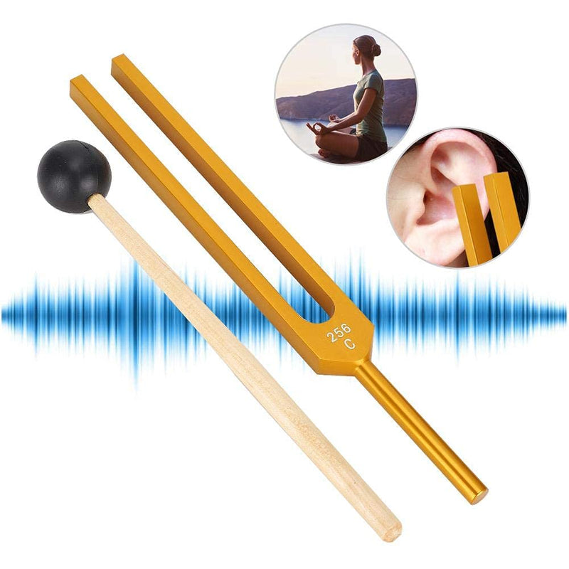 C256 Tuning Fork Aluminum Alloy Tuning Fork with Hammer and Storage Bag, Standard Hearing Healing Musical Instrument Piano Tuning Kit
