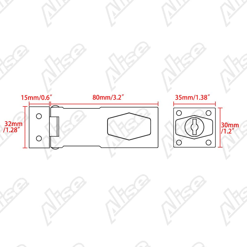 Alise 3-Inch Clasp Keyed Hasp Latch Lock Safety Gate Latches,Without Padlock,Black 3 Inch Black