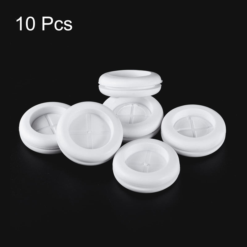 MECCANIXITY Rubber Grommet Mount Dia 32mm Round Double-Sided for Wire Protection White Pack of 10