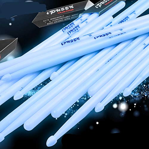 YiPaiSi 5A Luminous Light Up Drum Sticks, Luminous Light Up Drumsticks, Bright Luminous Glow in The Dark Drumsticks, Bright Light Up Drum Sticks (Blue)