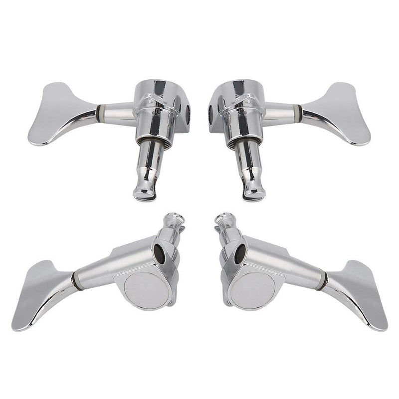 Dilwe Bass Guitar Tuning Peg, Fishtail-Shaped Button Sealed Machine Heads Bass Guitar Tuning Pegs 2L + 2R Upgrade DIY Guitar Parts Accessories Silver