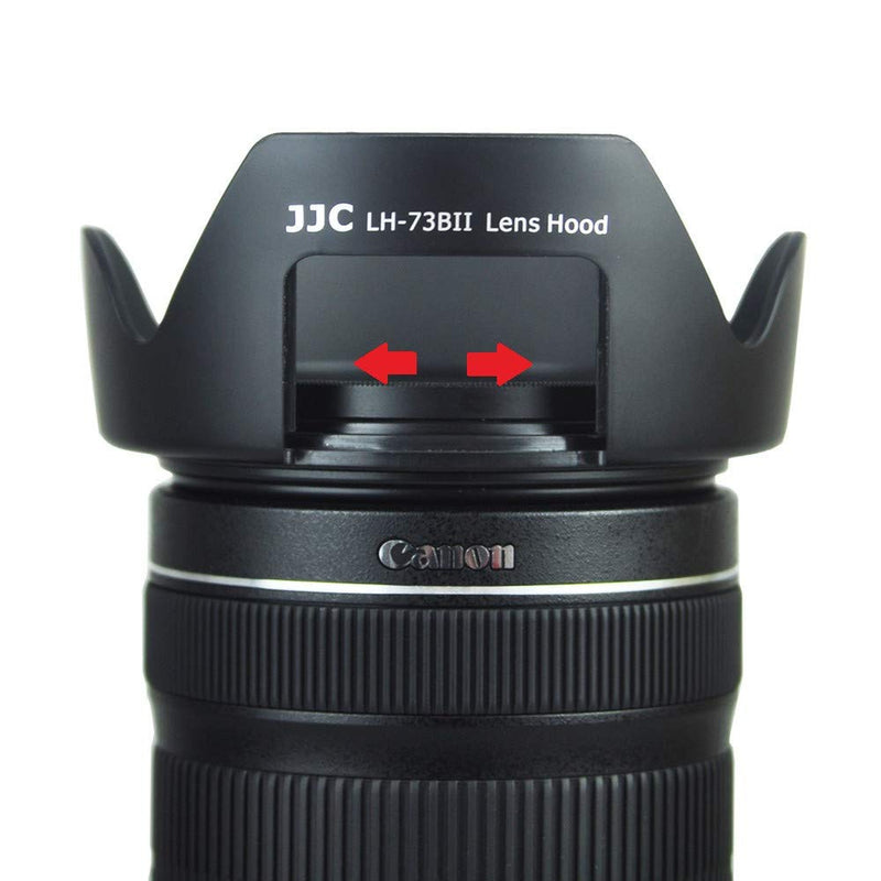 JJC Reversible Lens Hood Shade with ND CPL Filter Adjustment Window for Canon EF-S 18-135mm F3.5-5.6 IS STM & Canon EF-S 17-85mm F4-5.6 IS USM SLR Lens on EOS 70D Rebel T7i T6s T6i T5i replaces EW-73B