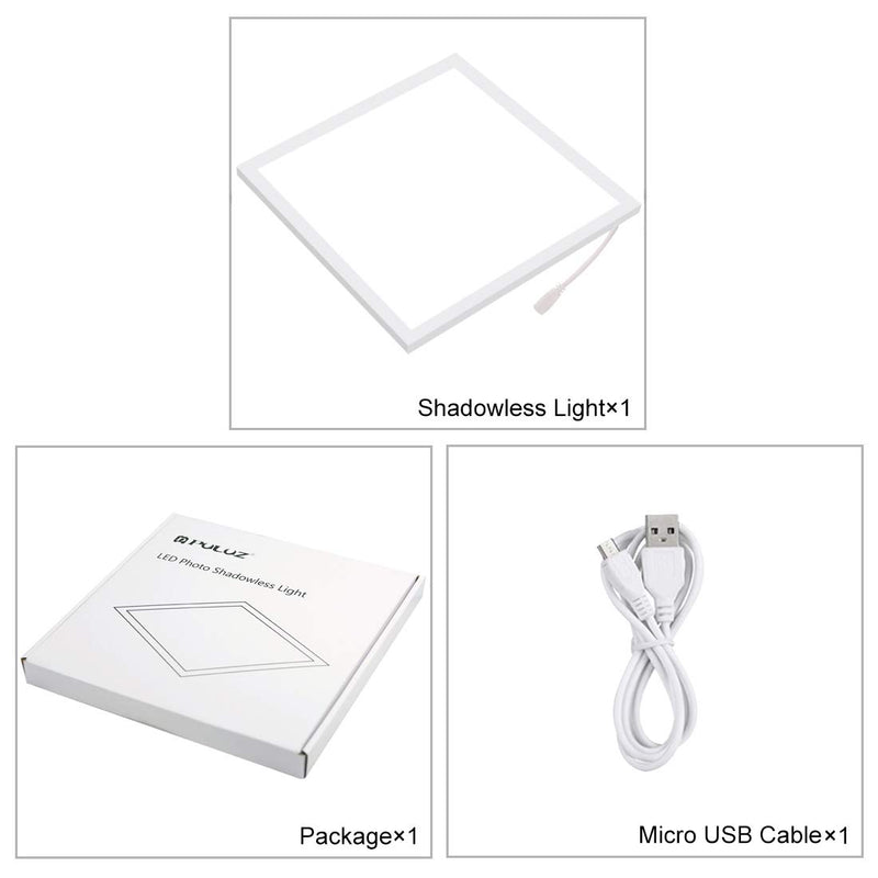 PULUZ Photo Studio LED Shadowless Light Panel 8" X 8" / 20 x 20 cm Photography Softbox Bottom Light with USB Power Cable for Food Jewelry Cosmetic Crafts Shooting