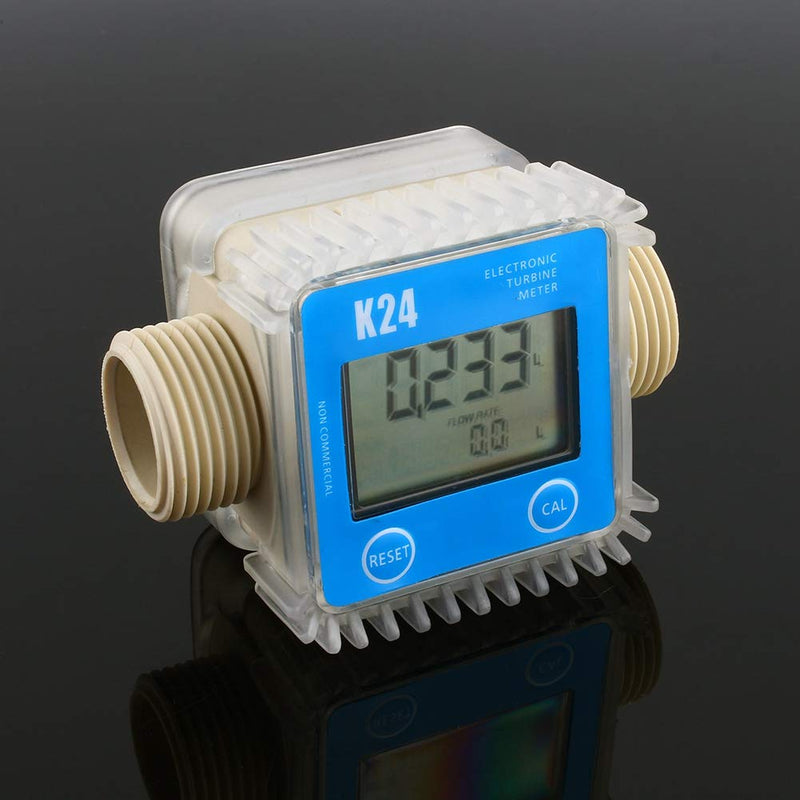 Turbine Meter, Professional K24 LCD Electrical Turbine Digital Diesel Fuel Oil Gas Flow Meter Widely Used for Industrial Chemicals Liquid Water,Length 103MM