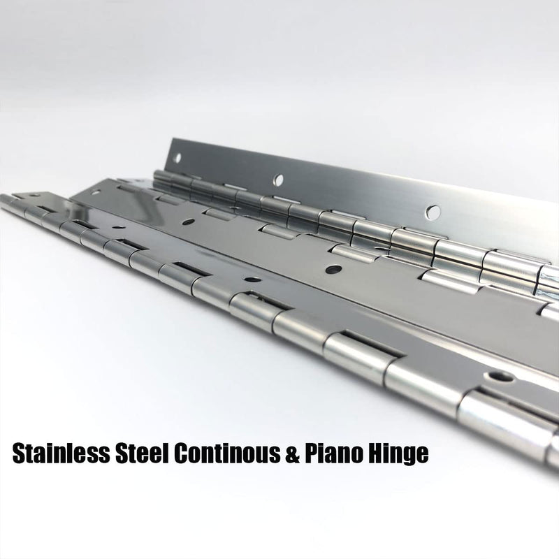 EPHECH 20Inch Continuous & Piano Hinges, 2PCS Heavy Duty Stainless Steel Piano Hinge, Smooth Polished Folding Continuous Hinge, 0.04inch Leaf Thickness, 1.2inch Open Width Silver