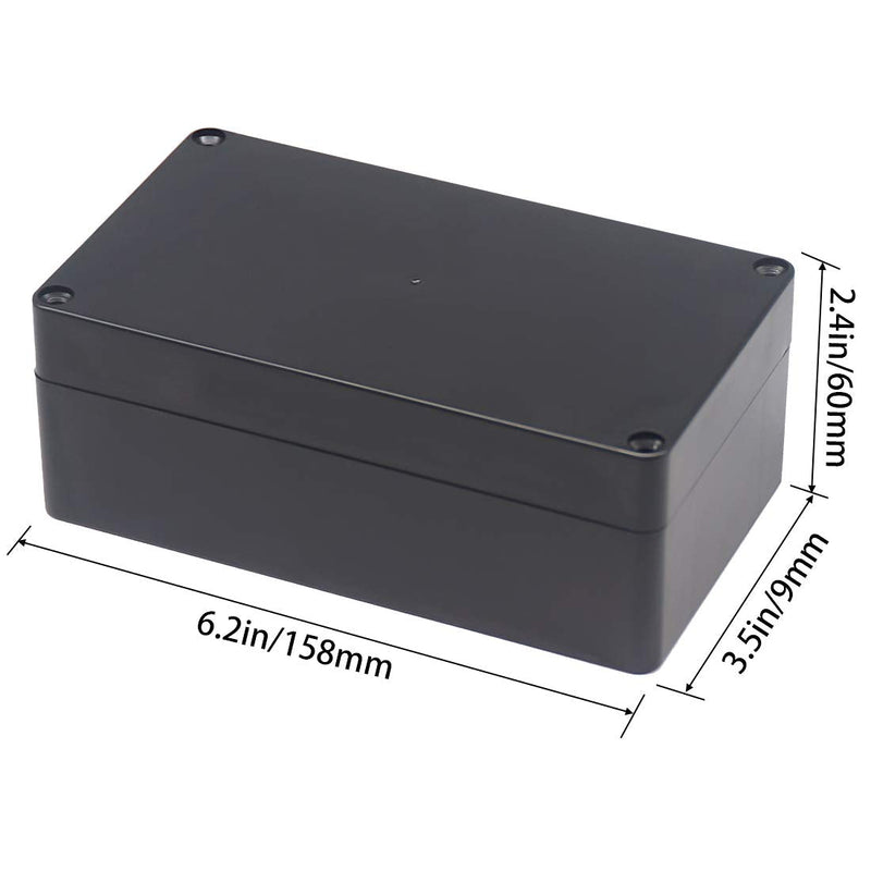 Zulkit Junction Box Waterproof Dustproof IP65 ABS Plastic Project Box Universal Electrical Boxes Enclosure Black 6.22 x 3.54 x 2.36 inch (158 x 90 x 60 mm)(Pack of 2) 6.22'' x 3.54'' x 2.36''(Pack of 2)