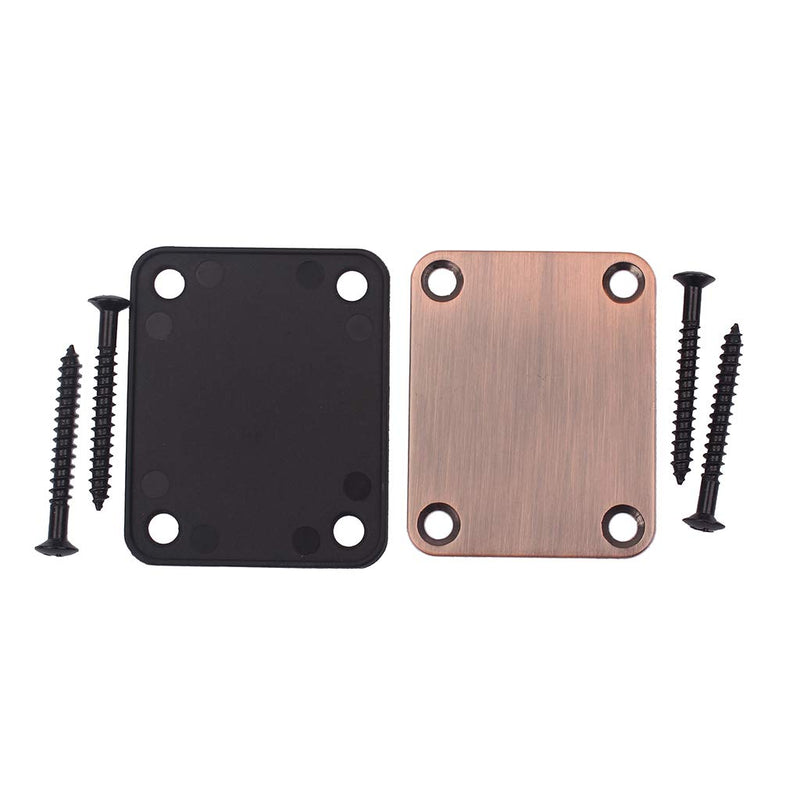 Alnicov Electric Guitar Neck Plate with 4 Screws For Strat Tele Style Electric Guitar Bass Bronze