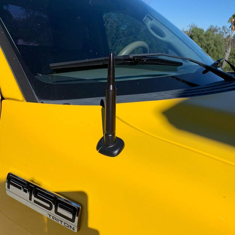 4.2" inch Bullet Style Stubby Antenna Mast Radio Aerial for Chevy Silverado & GMC Sierra Trucks 2007-2019 (Black) Black