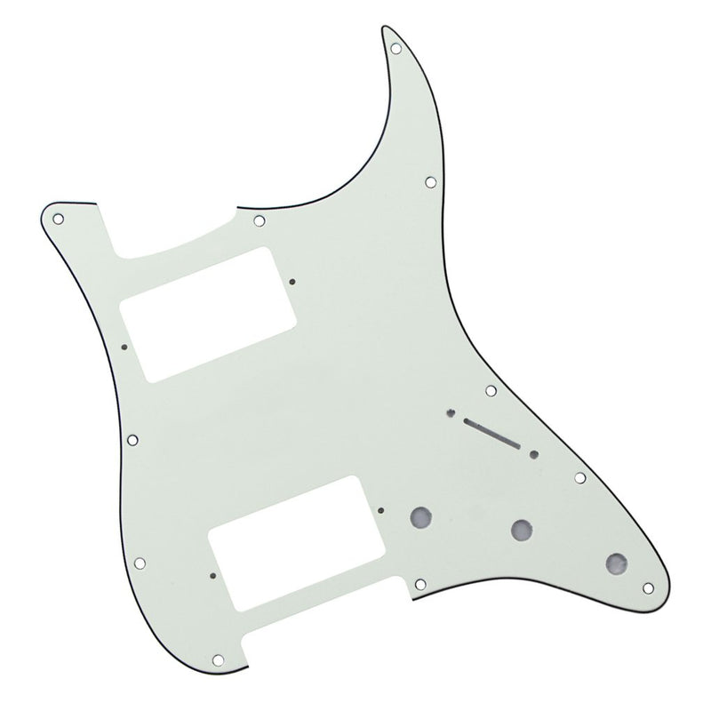 IKN 2 Humbucker Cut Pickguard HH Strat Guard and Tremolo Spring Back Plate for Americian Standard Stratocaster Guitar, 3-Ply Ivory White