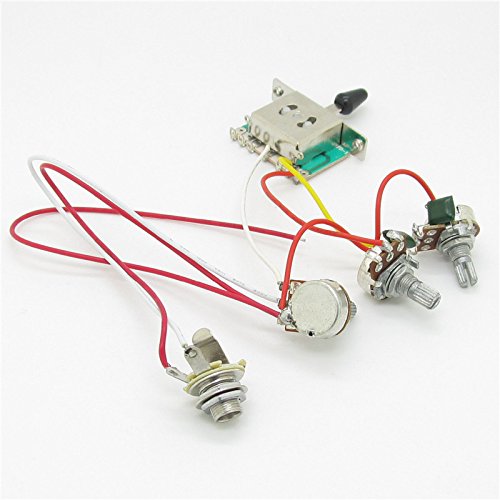 Electric Guitar Prewired Wiring Harness 5 Way Switch B500k A500k Pots 2 Tone Control Knobs with Jack