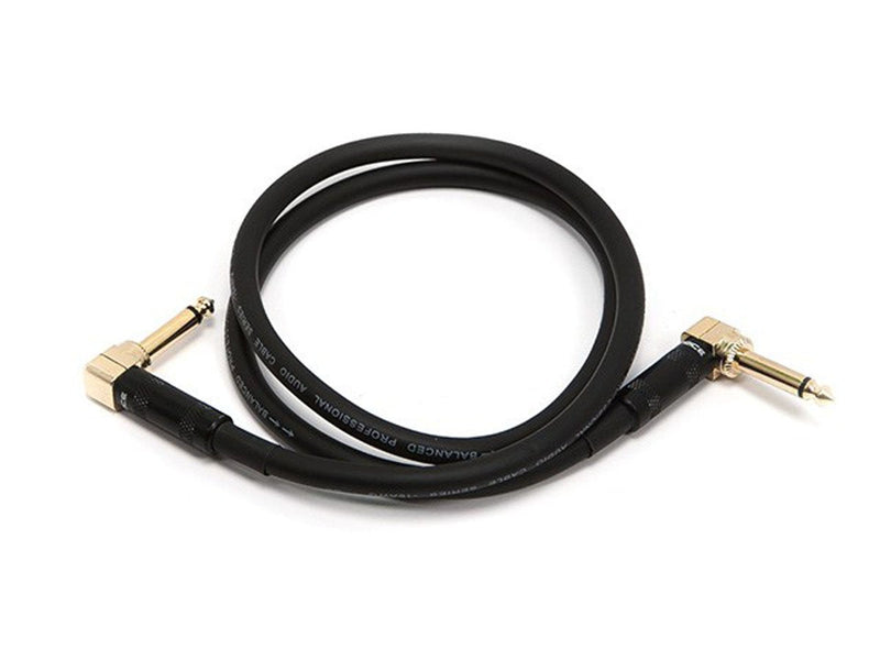 Monoprice1/4-Inch TS Right Angle Male to 1/4-Inch TS Right Angle Male Cable - 3 Feet - 16AWG, Gold Plated - Premier Series Audio Cable Cord 3ft