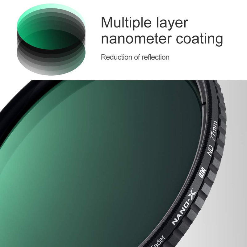 K&F Concept 77mm ND8 to ND128 Variable Neutral Density Filter Slim Fader ND Filter 77mm 3-Stop to 7-Stop for Camera Lens NO X Spot,Nanotec,Ultra-Slim,Weather-Sealed